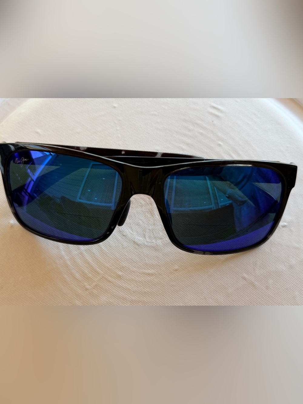 Maui Jim Black Frame Sunglasses with Blue Mirrored Lenses